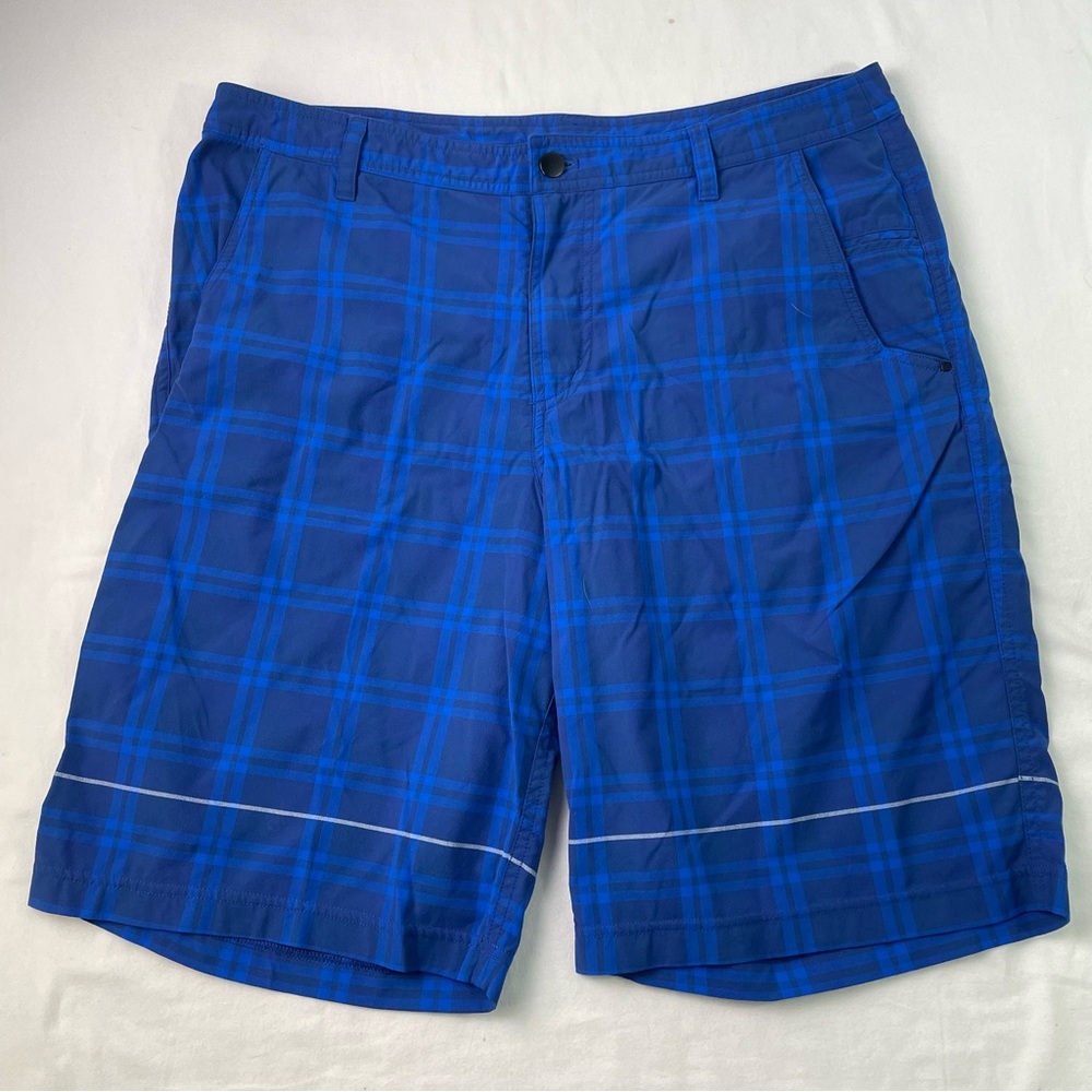Lululemon athletica Men's Blue Plaid High Rise Flat Front Bermuda Short Size 38